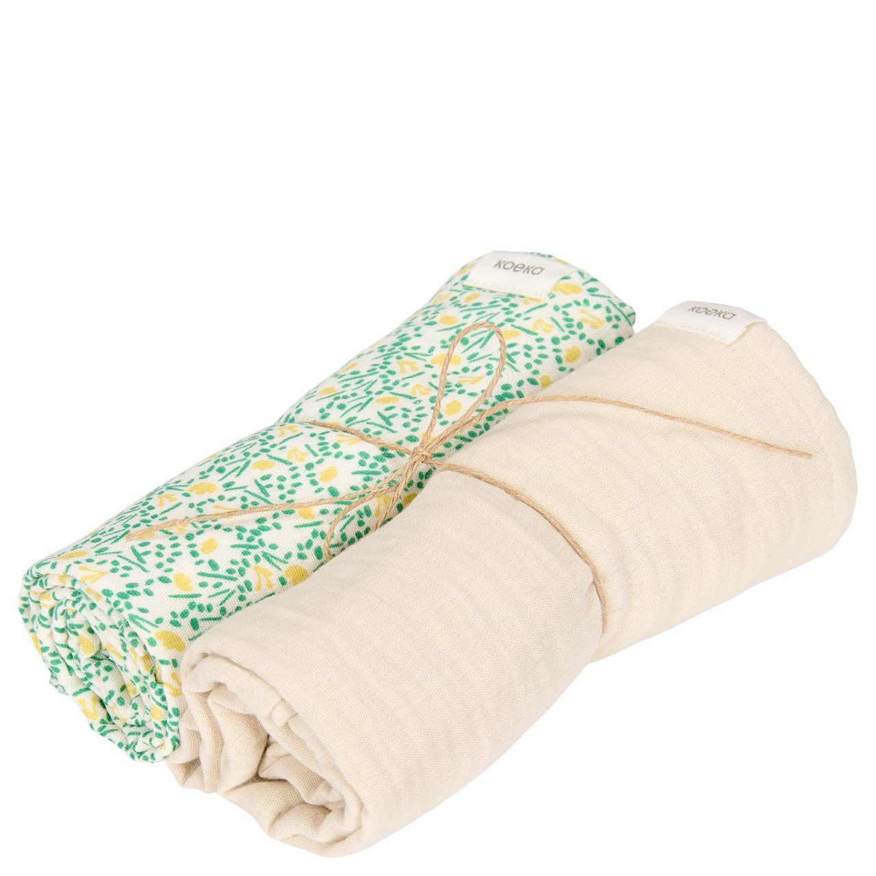 Langes en mousseline Meadow Off White (lot de 2)