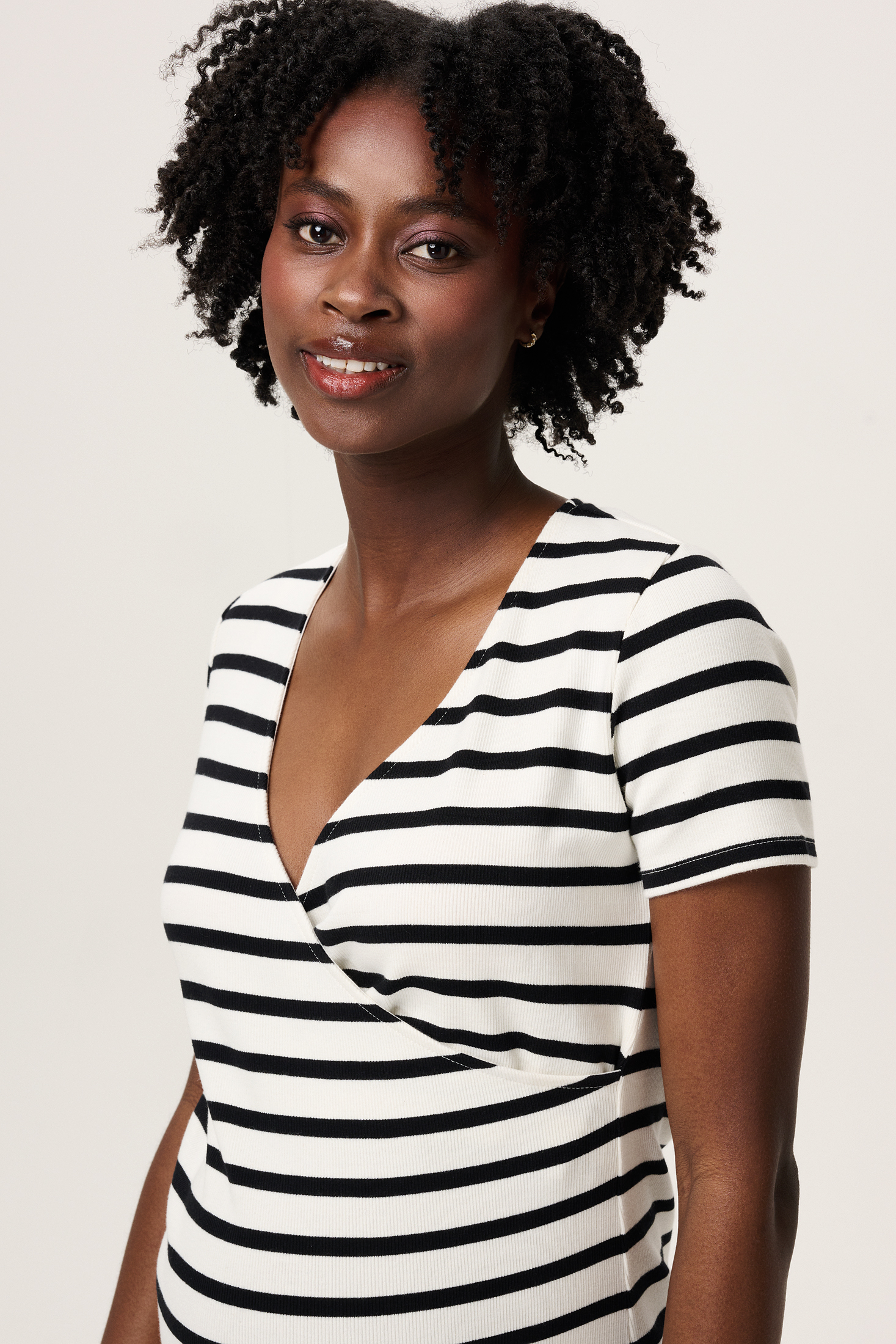 Robe rayée noir et crème M – Image 2