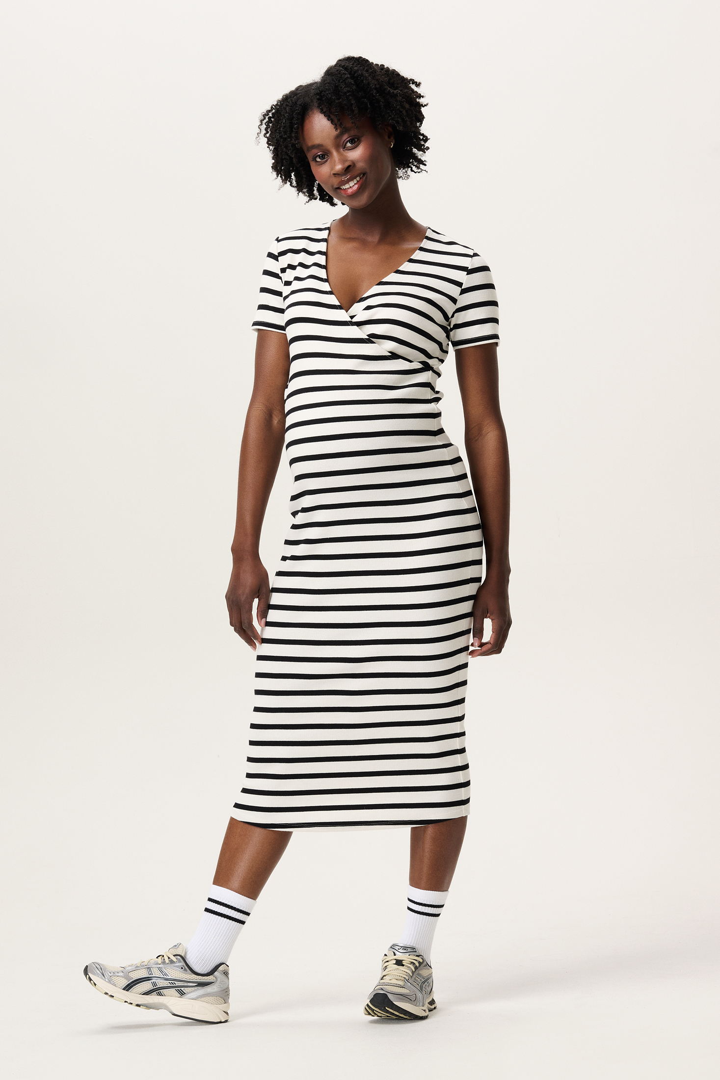 Robe rayée noir et crème M