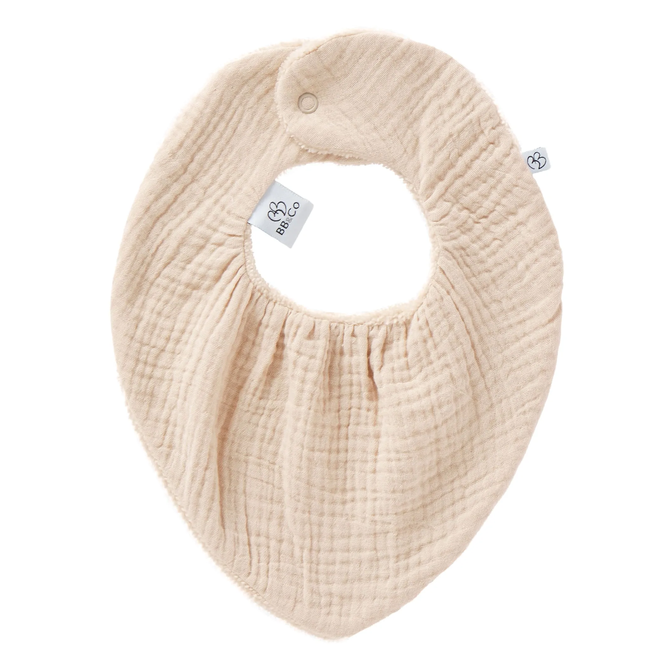 Bavoir-bandana réversible en bambou et gaze - biscuit