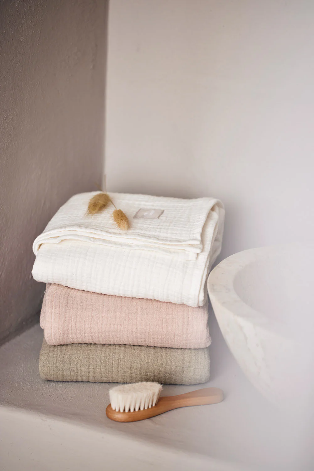 Lange gaze de coton Small 4 unités Wild Rose/Ivory – Image 3