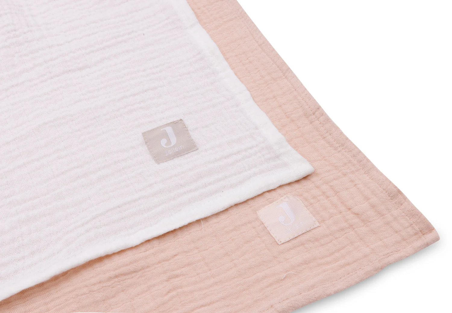 Lange gaze de coton 115x115cm 2 unités Wild Rose/Ivory – Image 4