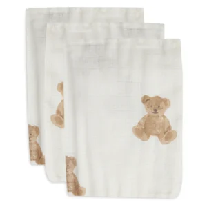 Gant de toilette gaze de coton Teddy Bear 3 unités