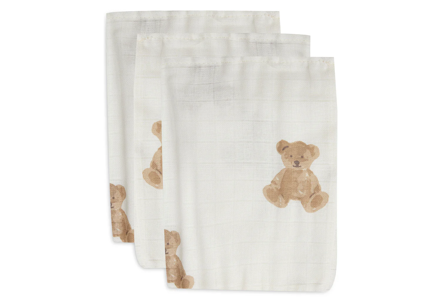 Gant de toilette gaze de coton Teddy Bear 3 unités