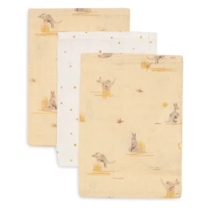 Gant de toilette gaze de coton Kangaroots 3 unités