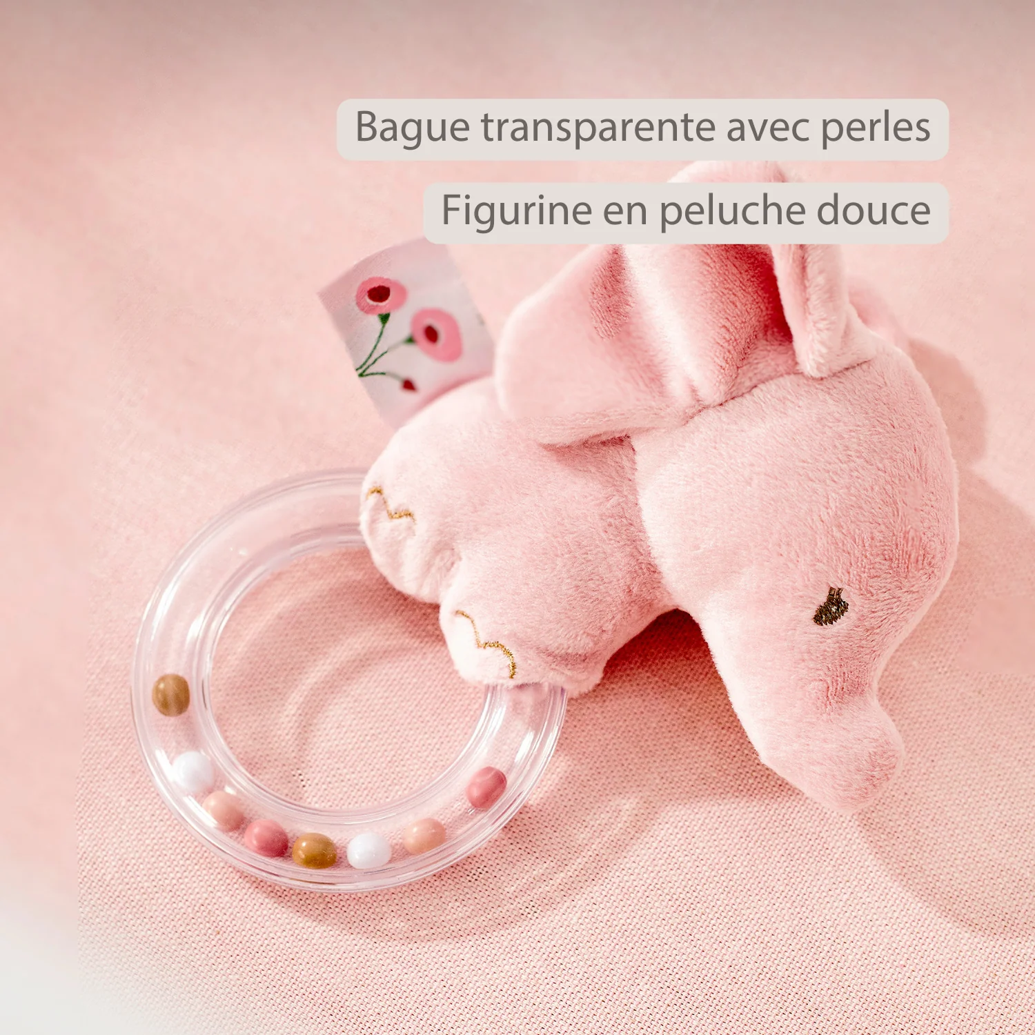 Hochet éléphant Fanfan - rose – Image 2
