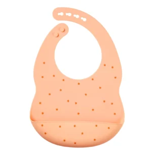Bavoir réglable avec bac récupérateur silicone - orange étoiles