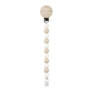 Attache-sucette silicone 21 cm - argile/blanc
