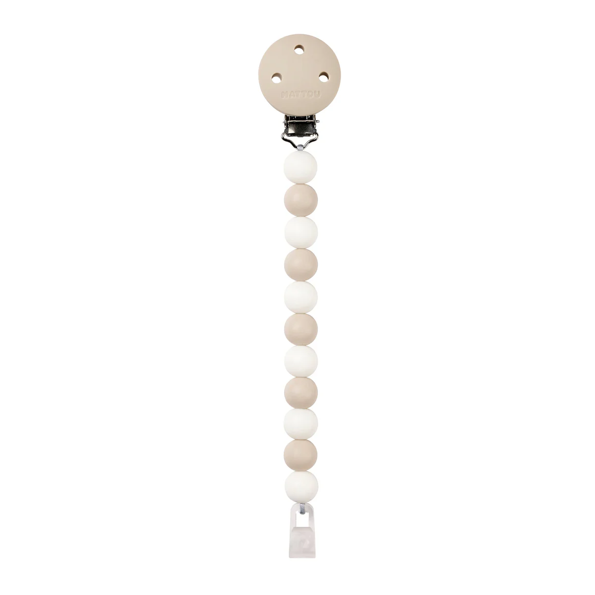 Attache-sucette silicone 21 cm - argile/blanc
