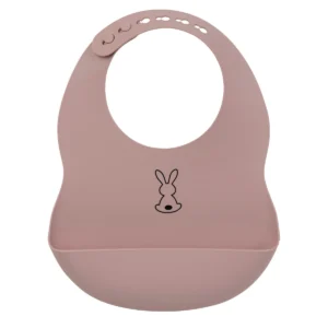 Bavoir avec récupérateur en silicone - vieux rose
