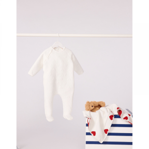 Pyjama en tubique coeur bébé Marshmallow - Petit Bateau - Taille 6 mois