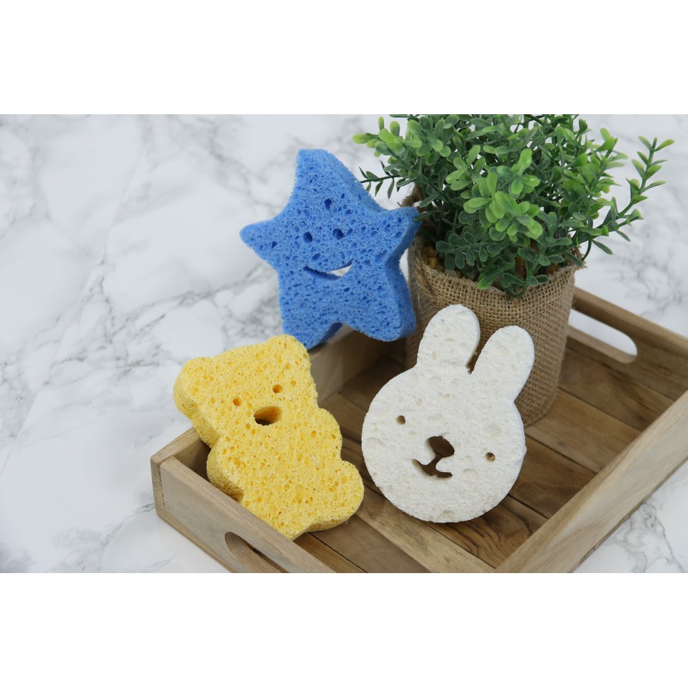 Éponges en pulpe de bois naturel 3pcs – Image 2