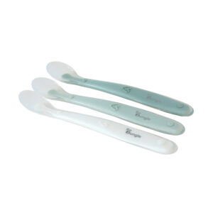 Set de cuillères douces en silicone jade vert sauge blanc
