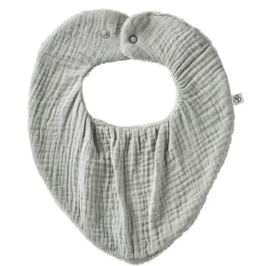 Bavoir-bandana réversible en bambou et gaze - vert de gris