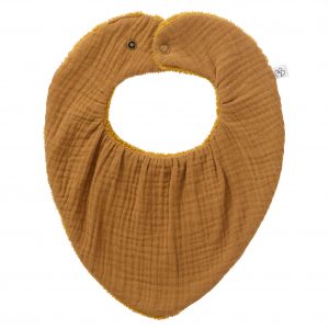 Bavoir bandana réversible bambou/gaz de coton - Mocha