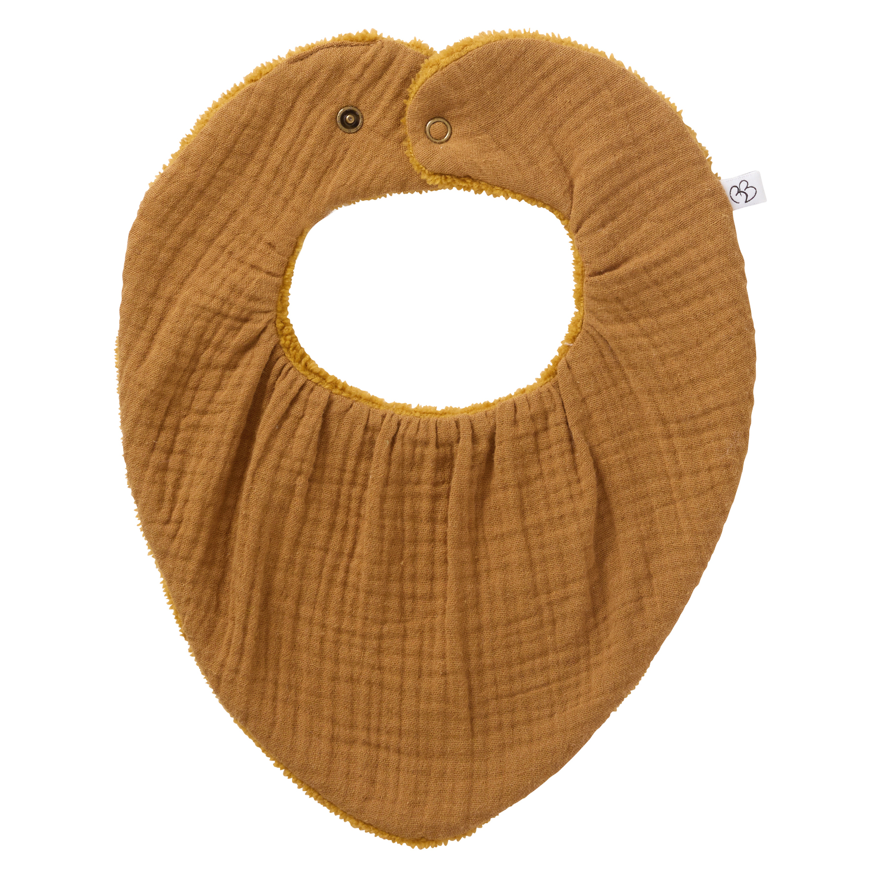 Bavoir bandana réversible bambou/gaz de coton - Mocha