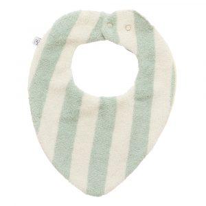 Bavoir bandana réversible bambou/gaz de coton - Ivoire / Vert de gris