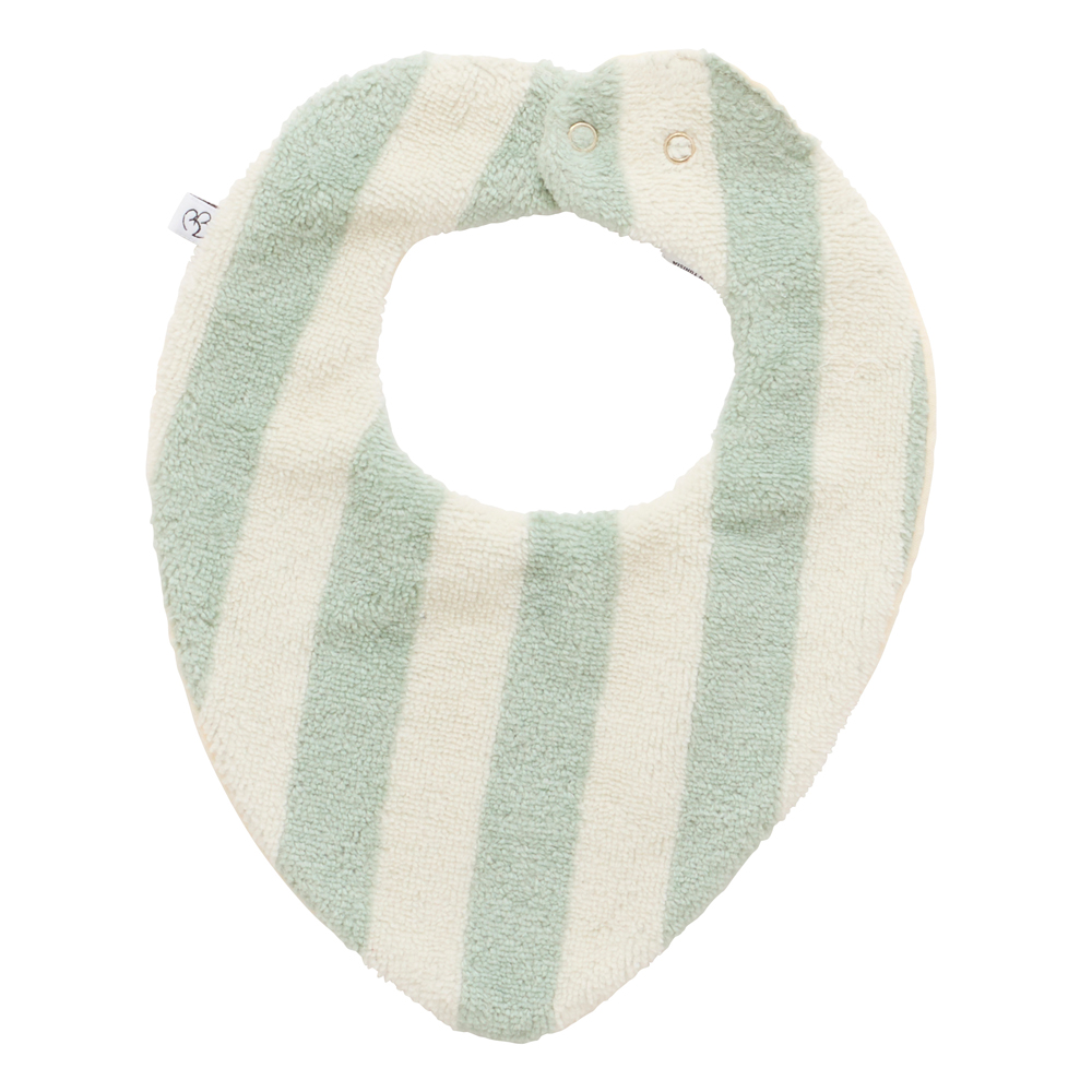Bavoir bandana réversible bambou/gaz de coton - Ivoire / Vert de gris