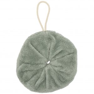 Fleur de douche enfant en éponge bambou vert de gris