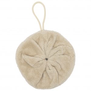 Fleur de douche enfant en éponge bambou biscuit