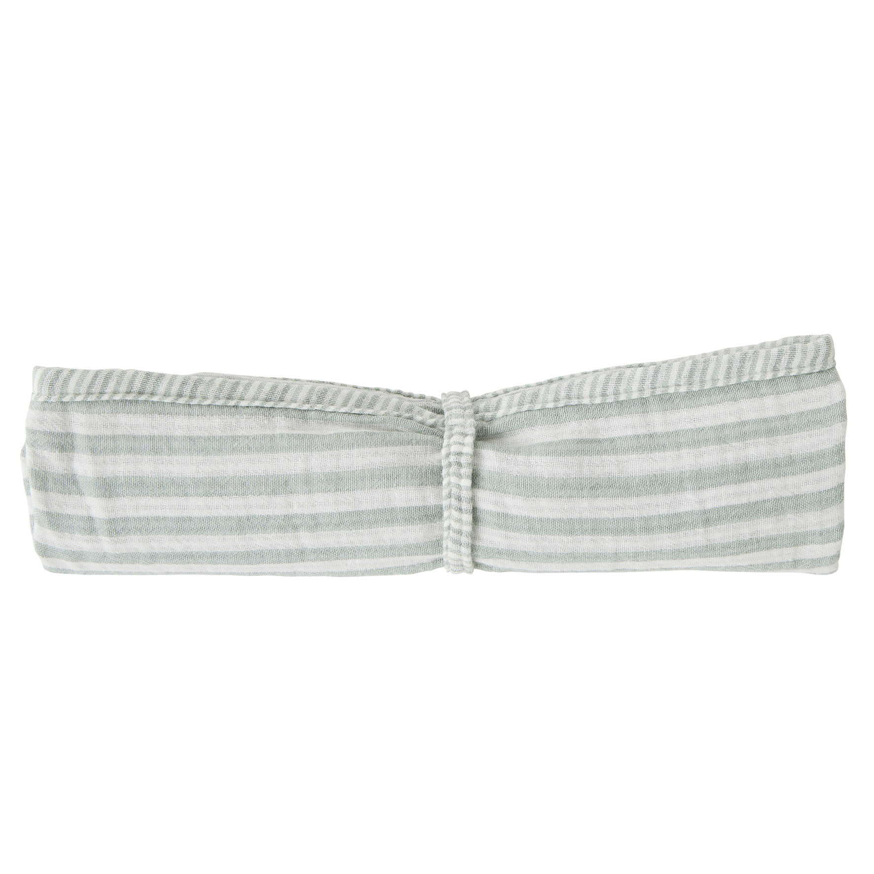 Lange en double gaze de coton gaufré rayé vert de gris