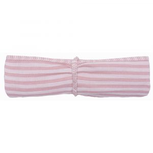 Lange en double gaze de coton gaufré rayé vieux rose