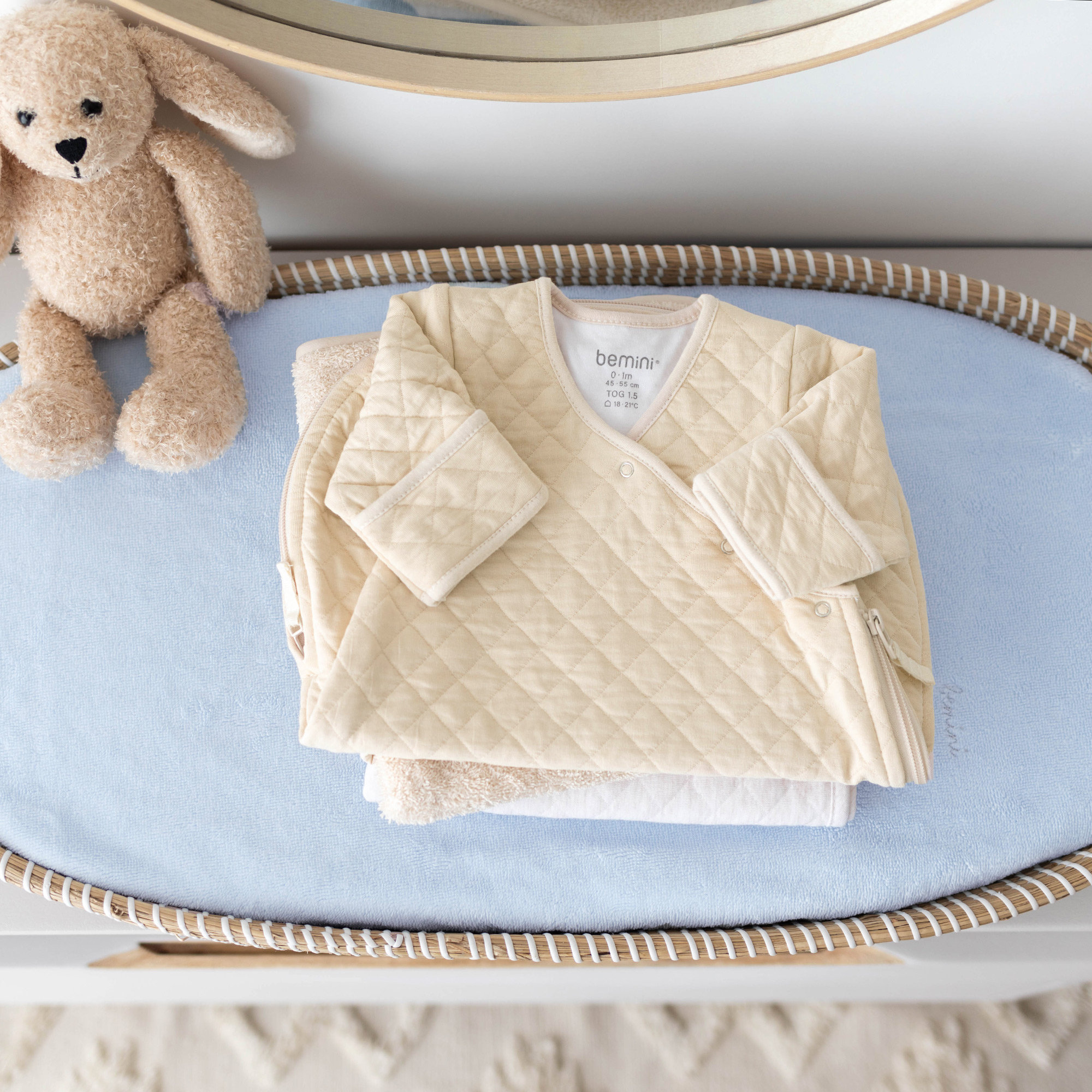 Gigoteuse avec moufles 1-4m tog 1.5 Pady quilted jersey crème – Image 3