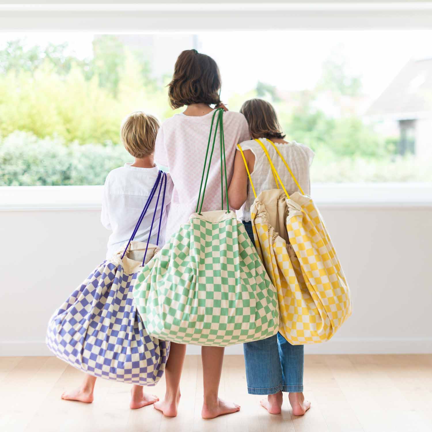 Tapis de jeu & sac à jouets - vichy jaune – Image 3