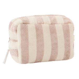 Trousse de toilette en bambou doublure imperméable rayée ivoire & galet