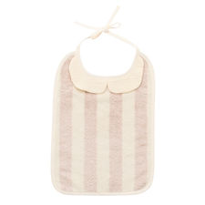 Grand bavoir bambou et gaze de coton rayé ivoire/galet BB&Co