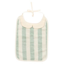 Grand bavoir bambou et gaze de coton rayé ivoire/vert de gris BB&Co