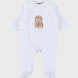 Noukie's Pyjama en velours blanc brodé Fluffy - Taille 0 mois