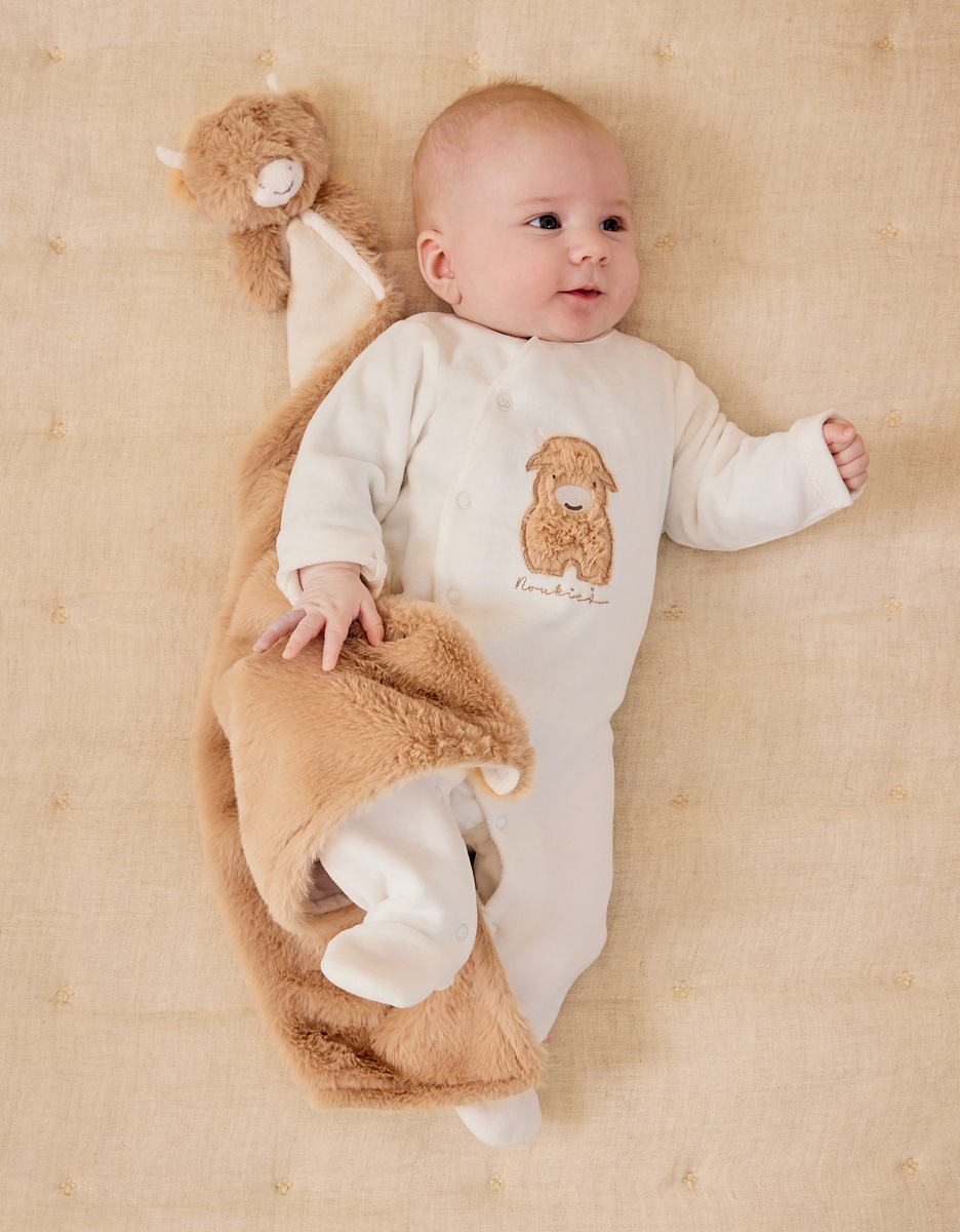 Noukie's Pyjama en velours blanc brodé Fluffy - Taille 0 mois – Image 3