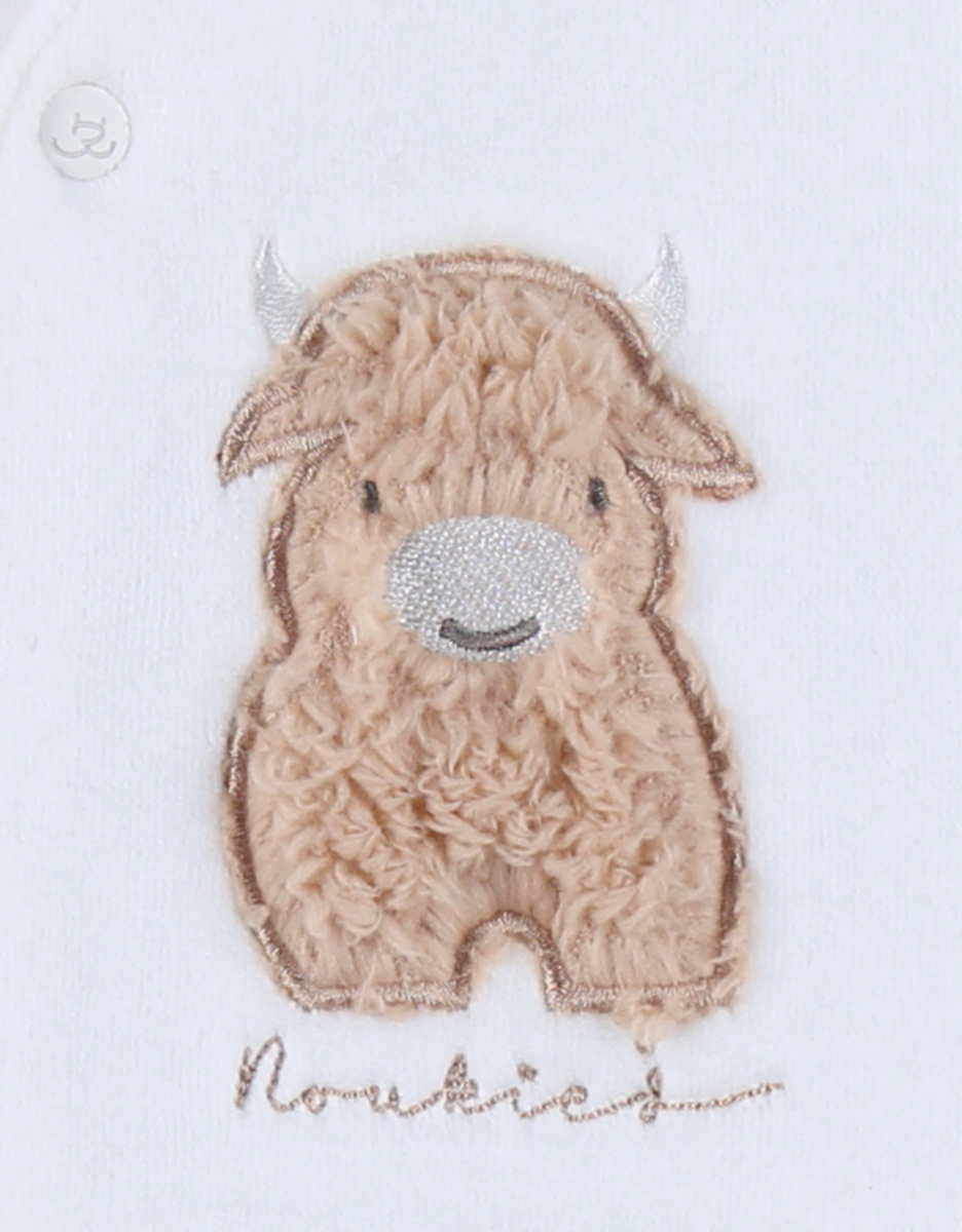 Noukie's Pyjama en velours blanc brodé Fluffy - Taille 0 mois – Image 5