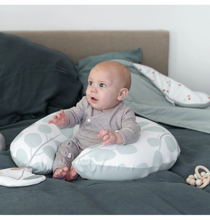 Softy - Housse de coussin d'allaitement - Leaves aqua green – Image 2