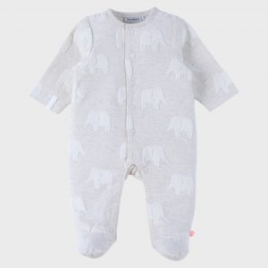 Noukie's Pyjama bébé coton jacquard - Eléphants gris - Taille 18 mois