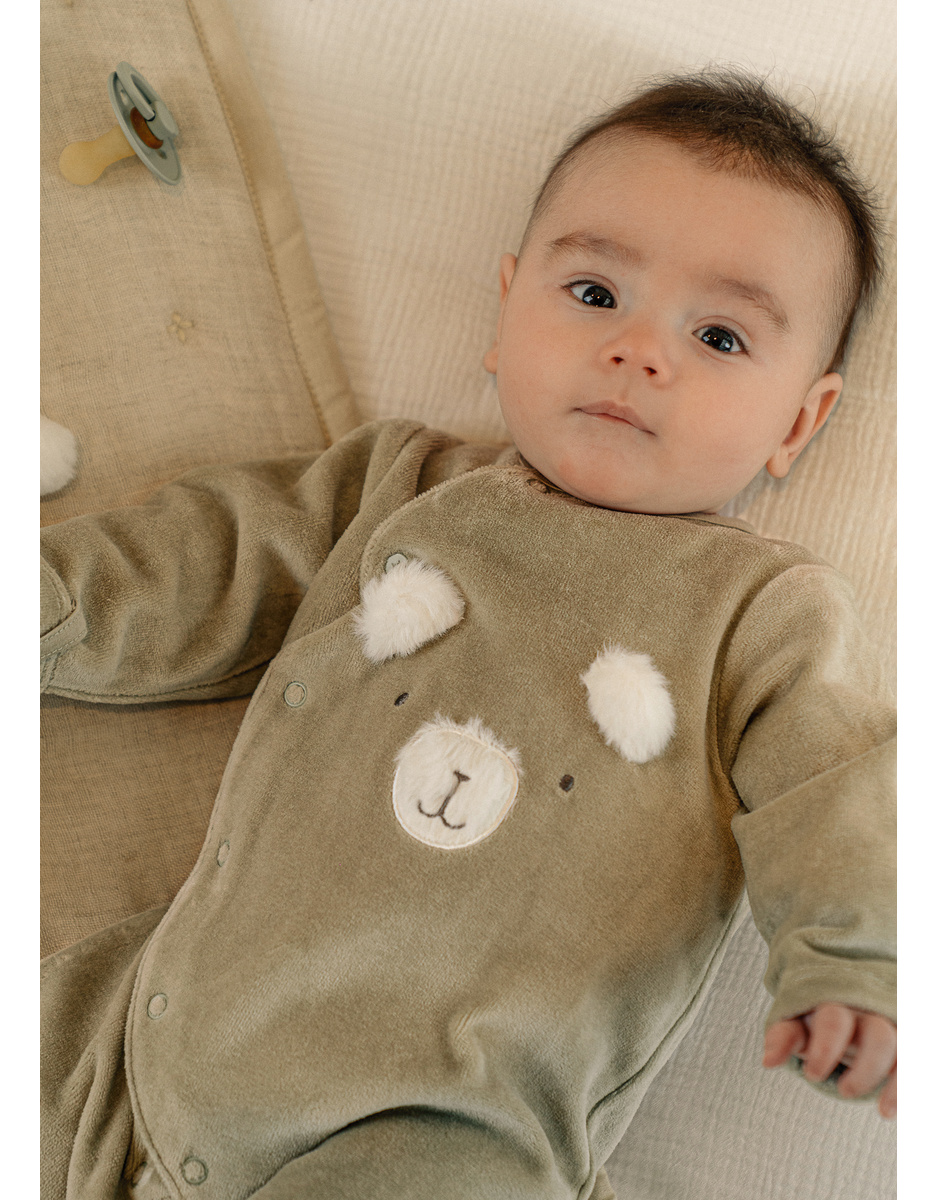 Noukie's Pyjama bébé velours brodé - Orso kaki - Taille 0 mois – Image 3