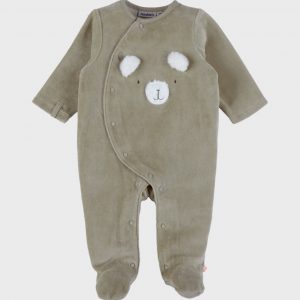 Noukie's Pyjama bébé velours brodé - Orso kaki - Taille 1 mois