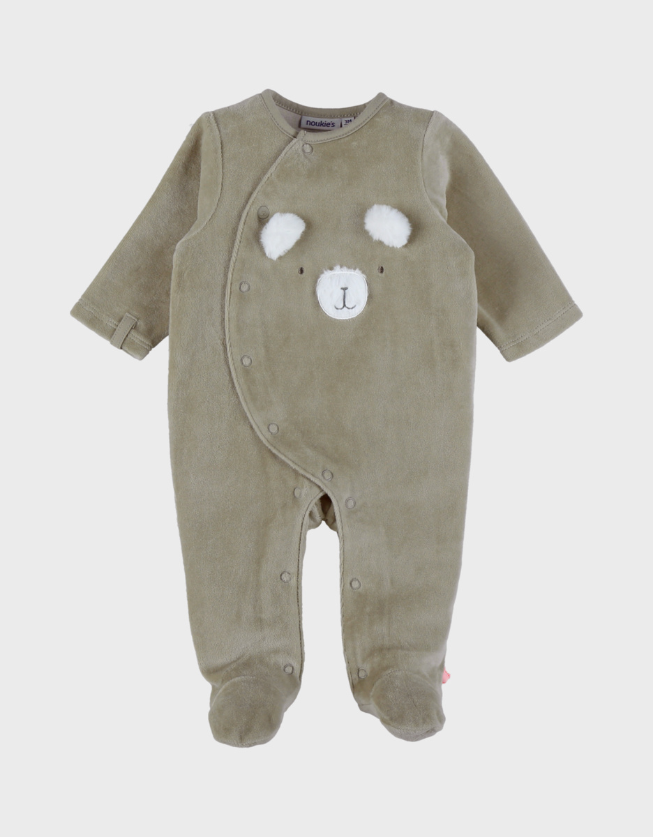 Noukie's Pyjama bébé velours brodé - Orso kaki - Taille 0 mois