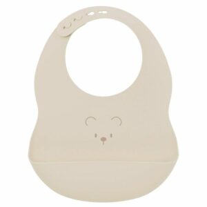 Bavoir avec récupérateur en silicone - ours argile