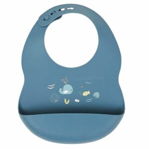 Bavoir avec récupérateur en silicone - ours bleu infini