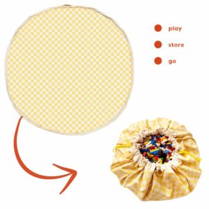 Tapis de jeu & sac à jouets  - vichy jaune