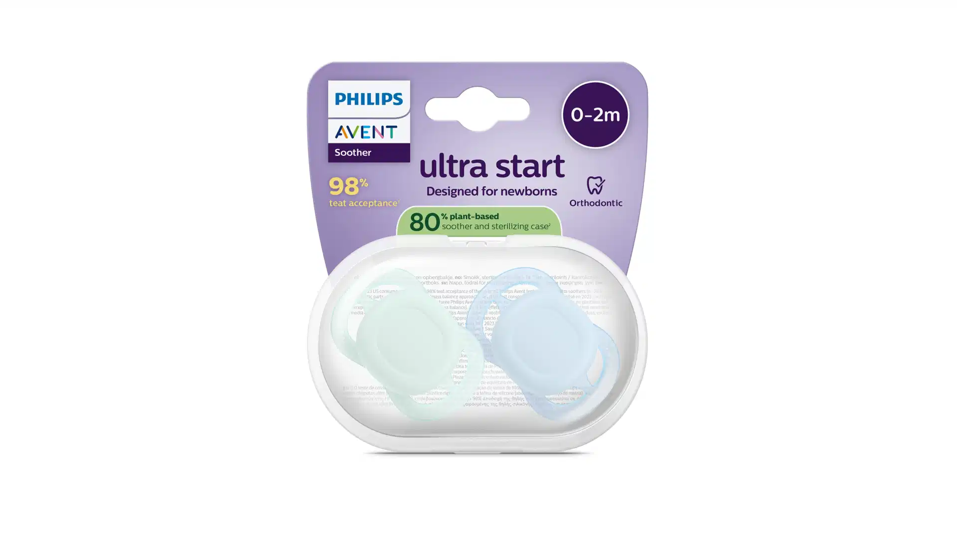 Philips Avent Sucette Ultra Start 0m+ Mixte Uni Duopack Bleu-Turquoise – Image 3