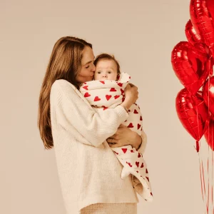 Couverture Bebel Couverture en double gaze St Valentin