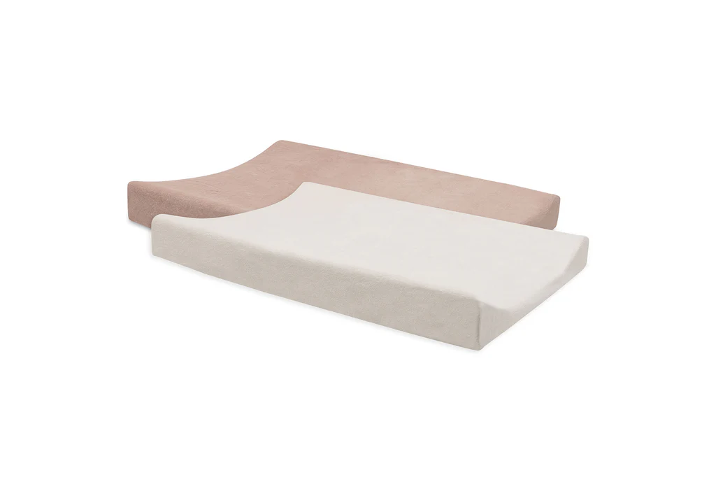 Housse matelas à langer éponge duo 2 unités - Wild Rose & Ivory