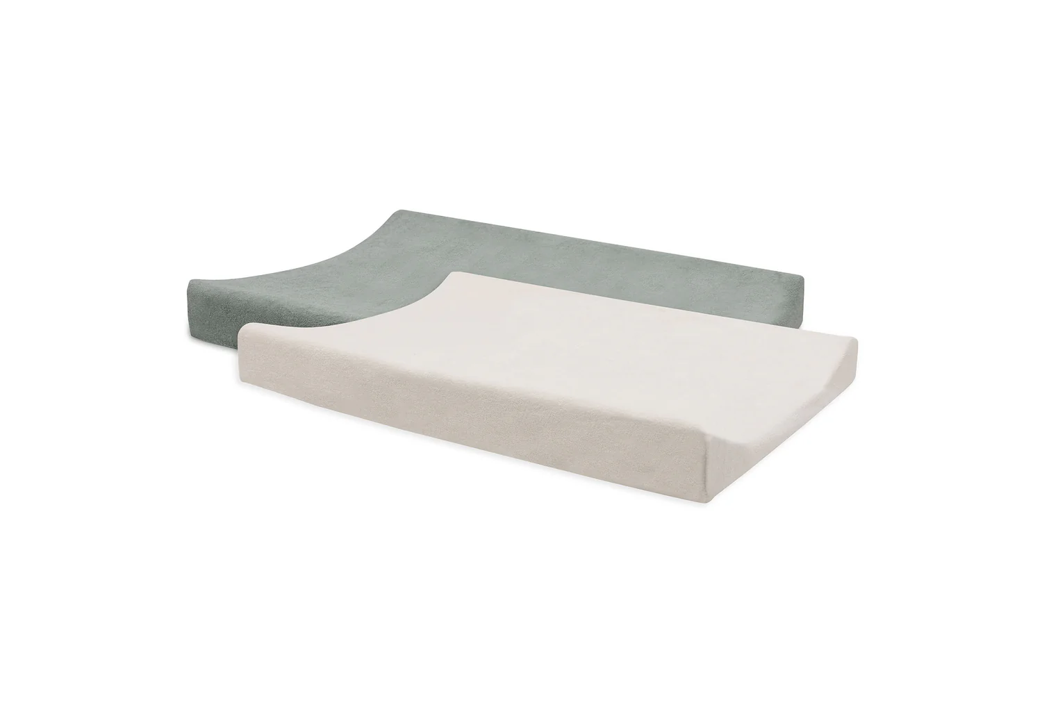 Housse matelas à langer éponge duo 2 unités - Sea Green & Ivory