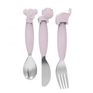 Set de couverts en silicone Bo Jungle - Rose