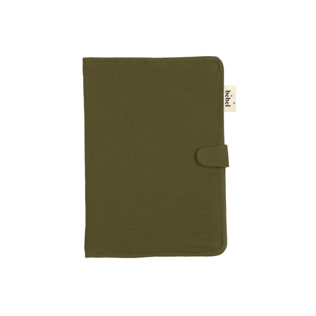 Bebel Protège carnet de santé double gaze de coton - Kaki