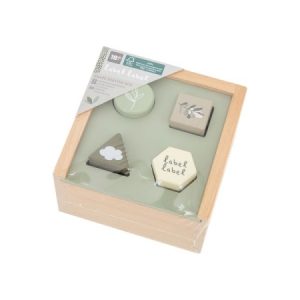 Boîte à formes en bois Label Label Shape Sorting Box - Olive