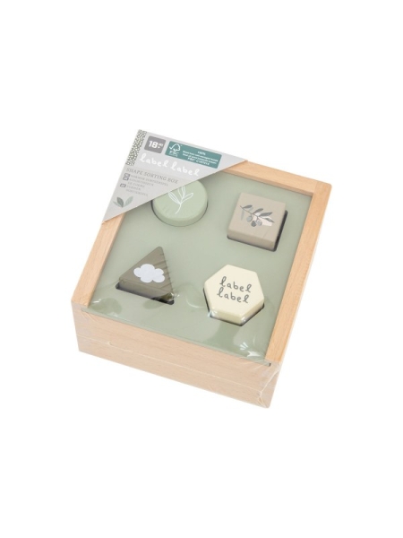 Boîte à formes en bois Label Label Shape Sorting Box - Olive
